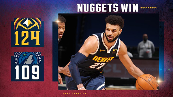 NBA简报：掘金124-109战胜森林狼 穆雷36+5