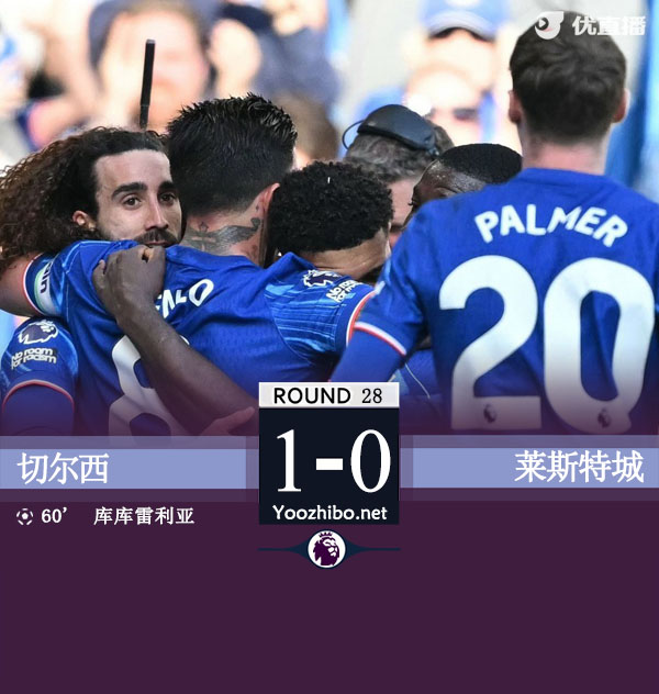 切尔西1-0送莱斯特5连败 库库雷利亚致胜帕尔默失点
