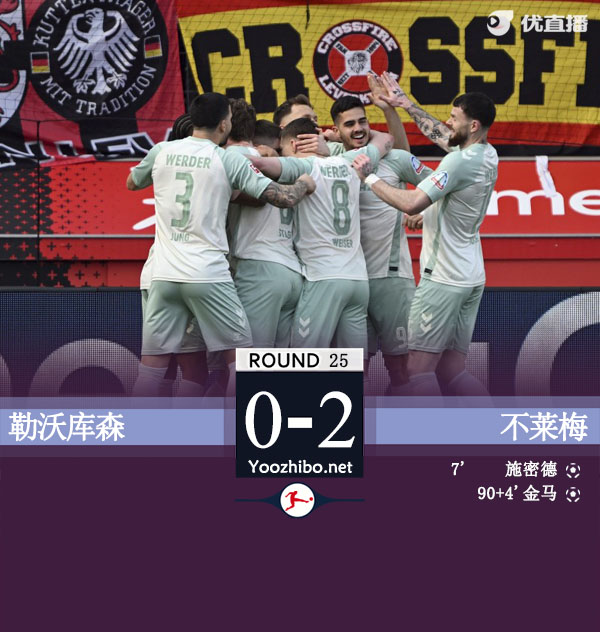 勒沃库森0-2不莱梅 药厂仍落后8分维尔茨替补8分钟伤退